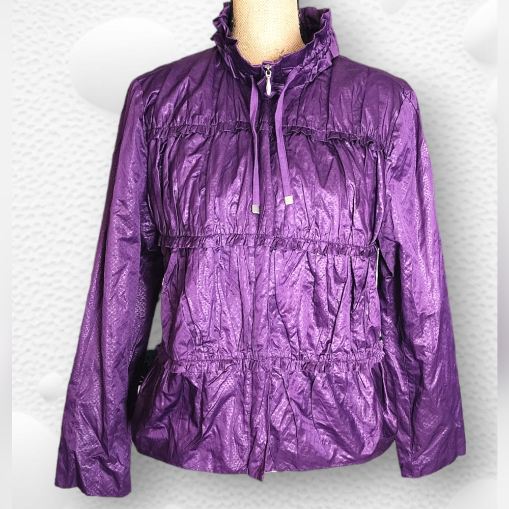 Chico's Royal Purple Ruffle Jacket. Size 1
